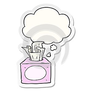 A creative cartoon tissues and thought bubble as a printed sticker