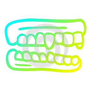 A creative cold gradient line drawing cartoon false teeth