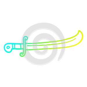 A creative cold gradient line drawing cartoon jeweled sword