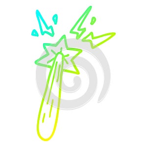 A creative cold gradient line drawing cartoon magic wand