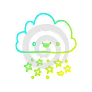 A creative cold gradient line drawing cartoon storm cloud