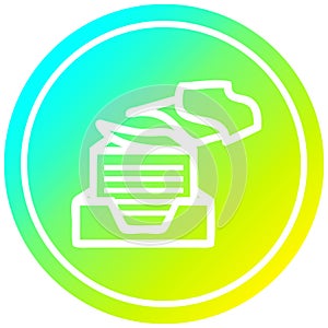 A creative office paper stack circular in cold gradient spectrum