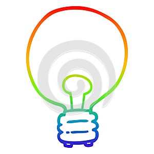 A creative rainbow gradient line drawing cartoon light bulb