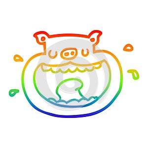 A creative rainbow gradient line drawing cartoon obnoxious pig photo
