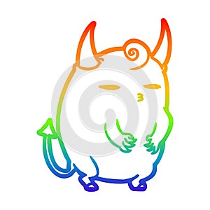 A creative rainbow gradient line drawing fat little halloween devil