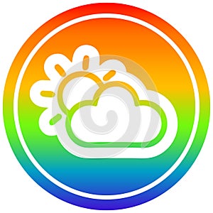 A creative sun and cloud circular in rainbow spectrum