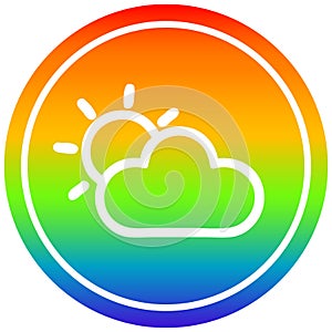 A creative sun and cloud circular in rainbow spectrum