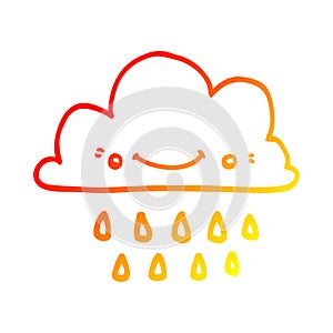 A creative warm gradient line drawing cartoon storm cloud