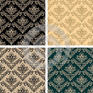 Original damask seamless Wallpapers - set of four Colors