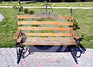 Original design wooden bench in park