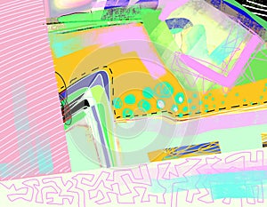 Original digital abstract composition, contemporary art colorful