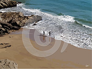 Original Digital Art A beach near Salcombe, Devon