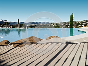 Original Digital Art Millau Bridge from the swimming pool girl