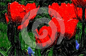 Original digital graffiti painting of abstraction composition. T