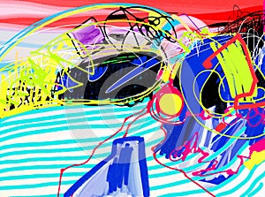 Original digital painting of abstraction composition