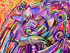 Original digital painting of abstraction composition