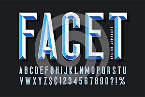 Original display font with facets, alphabet, letters and numbers