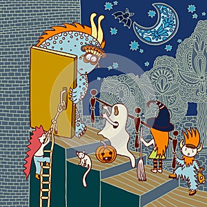 Original doodle artistic halloween card