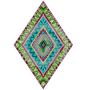 Original drawing ethnic tribal doddle rhombus