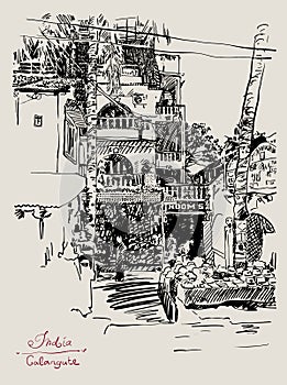 Original drawing of India Goa Calangute Baga