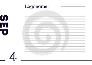 September 4 Calendar on notebook paper background with logo