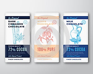 The Original Finest Chocolate Abstract Vector Packaging Design Label. Modern Typography and Hand Drawn Cinnamon, Cocoa