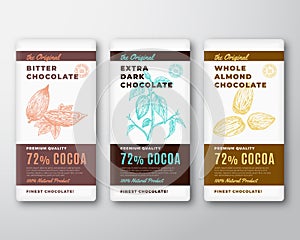 The Original Finest Chocolate Abstract Vector Packaging Design Label. Modern Typography and Hand Drawn Cocoa Branch with