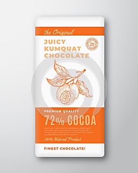 The Original Finest Chocolate Abstract Vector Packaging Design Label. Modern Typography and Hand Drawn Kumquat Fruit