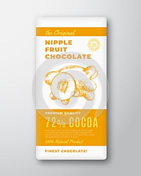 The Original Finest Chocolate Abstract Vector Packaging Design Label. Modern Typography and Hand Drawn Nipple Fruit