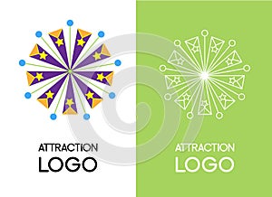 Original fun logos. Set of two vector illustrations, white linear and colored flat