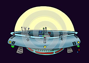 Original hand drawn digital image of a UFO