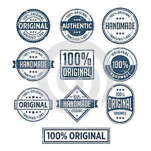 100% Original Handmade Authentic Label Badge vector photo