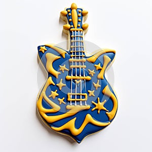 Original Hannukah Cookie Guitar On White Background. Design For Jewish Community.