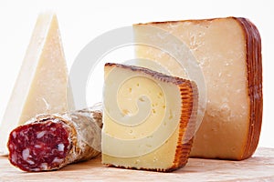 Original italian cheese chopping in white background