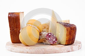 Original italian cheese chopping in white background