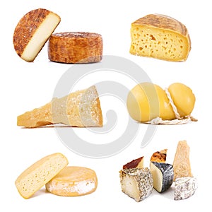 Original italian cheese collage in white background