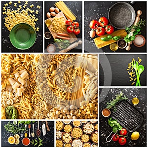 Original italian pasta collage