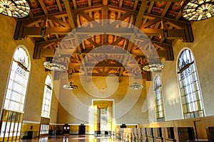 The original lobby at Union Station, the main railway station in Los Angeles, USA