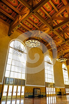 The original lobby at Union Station, the main railway station in Los Angeles, USA