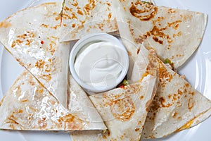 Original mexican quesadilla with chicken and vegetables