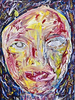 Original oil painting of face women