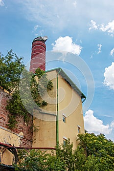 The original old historical building of the Gurbanov brewery, which produces the famous Slovak beer. The old building of the