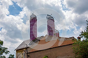 The original old historical building of the Gurbanov brewery, which produces the famous Slovak beer. The old building of the