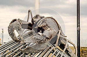 Original ornament in a fishing port, an iron lobster in lobster