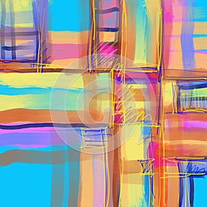 Original painting abstract plaid modern art design background fine art