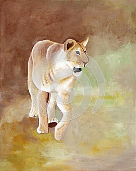 Original painting of a lioness of Masai Mara National park, kenya