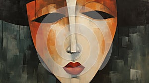 Original Painting Of A Woman\'s Face In The Style Of Didier Loureno