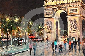 Original Paris Oil Painting On Canvas, Arch of Triumph in
