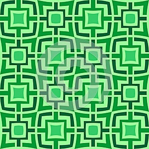 Original pattern of concave and convex squares in green tones. Vector design