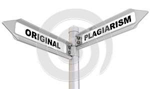 Original and plagiarism. Road sign photo